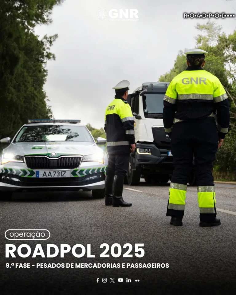 De 17 a 23 de novembro, GNR realiza Operação “RoadPol – Veículos pesados de mercadorias e passageiros”