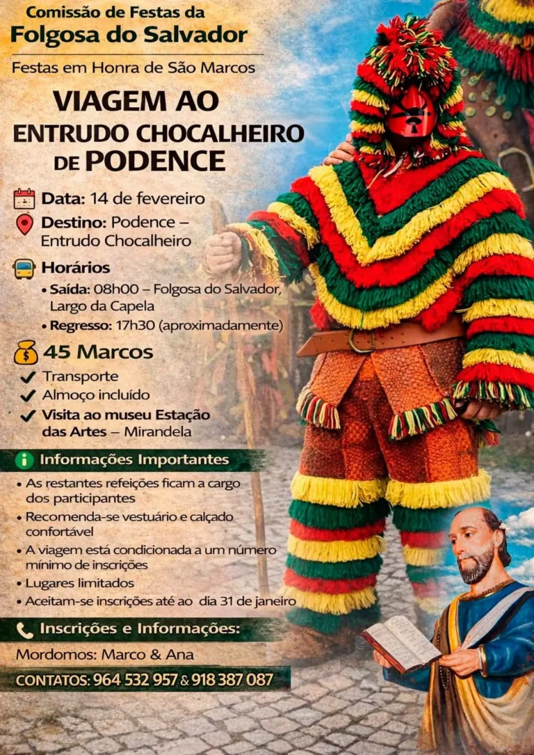Folgosa do Salvador promove viagem ao “Entrudo Chocalheiro” de Podence para apoiar as Festas de São Marcos