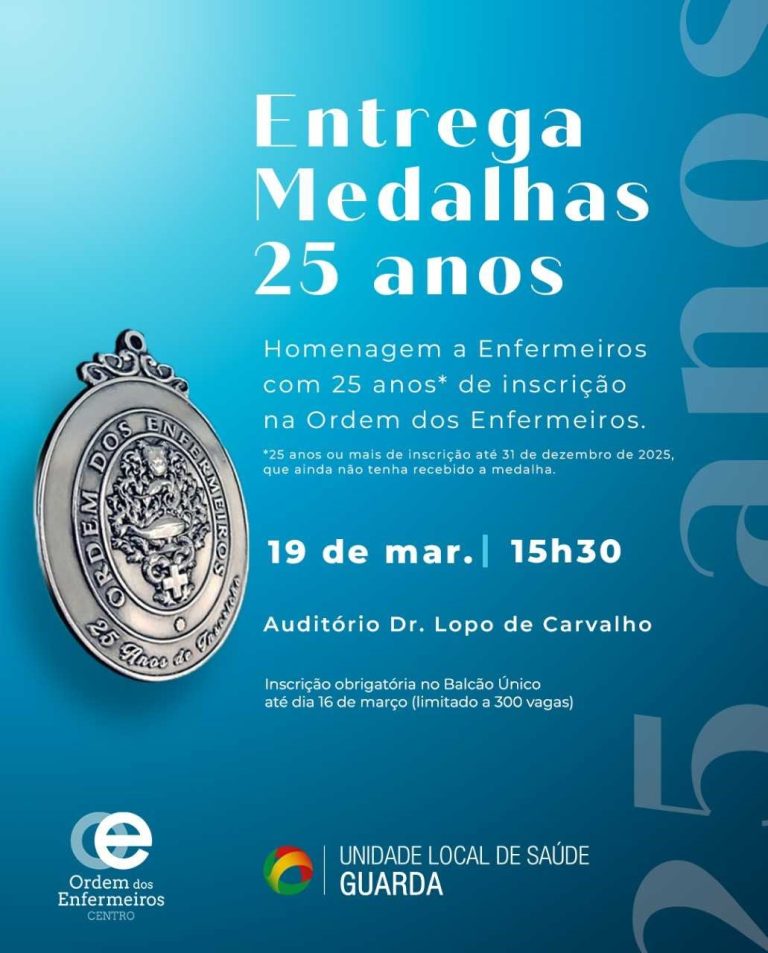 Ordem dos Enfermeiros homenageia profissionais com 25 anos de carreira na ULS da Guarda