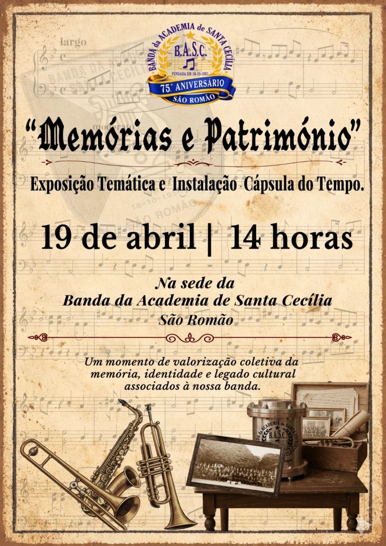 Comemorações dos 75 anos da Banda da Academia de Santa Cecília com exposição “Memórias e Património” e instalação da Cápsula do Tempo em São Romão