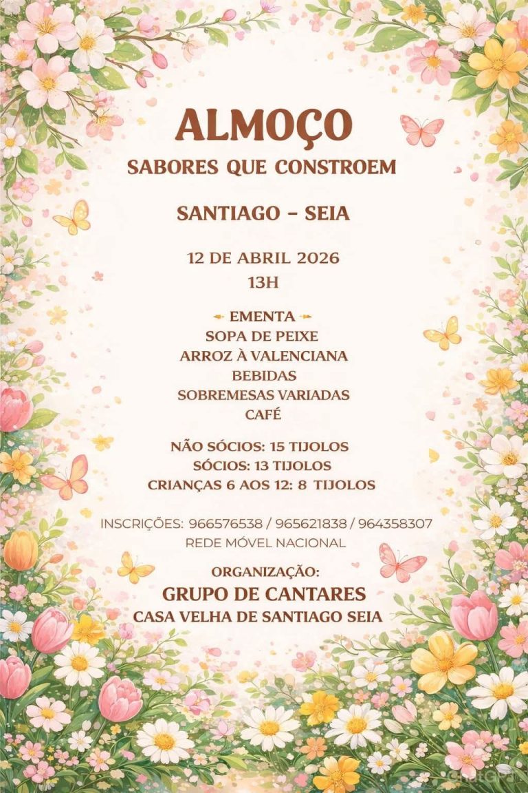 Sabores que Constroem: Grupo de Cantares Casa Velha de Santiago promove almoço solidário no próximo domingo