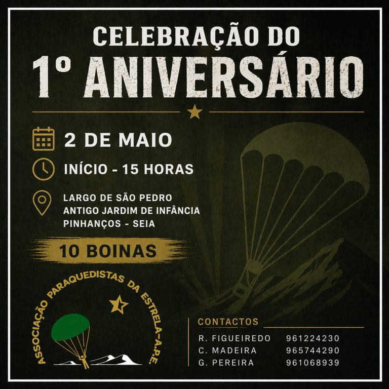 Associação Paraquedistas da Estrela celebra primeiro aniversário em Pinhanços