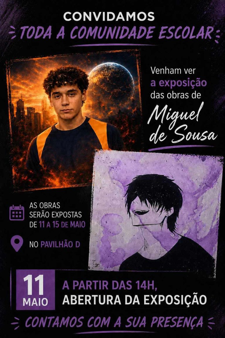 Miguel de Sousa, aluno da Escolha Guilherme Correia de Carvalho inaugura exposição artística