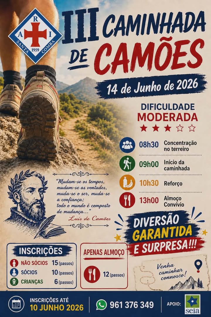 Santa Comba acolhe III Caminhada de Camões em junho