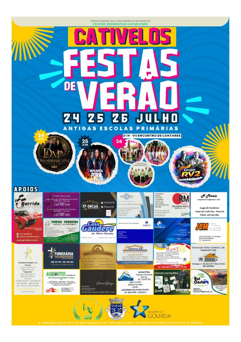 Centenário do Centro Recreativo Cativelense assinalado com Festas de Verão e Encontro de Cantares