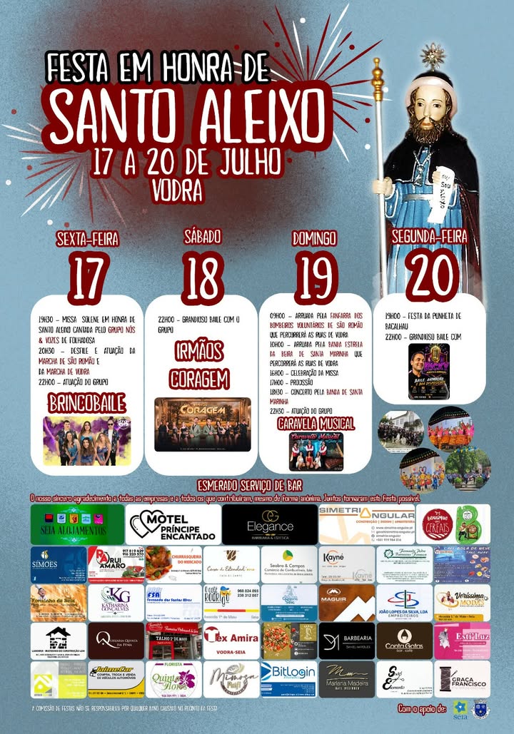 Vodra homenageia Santo Aleixo entre 17 e 20 de julho