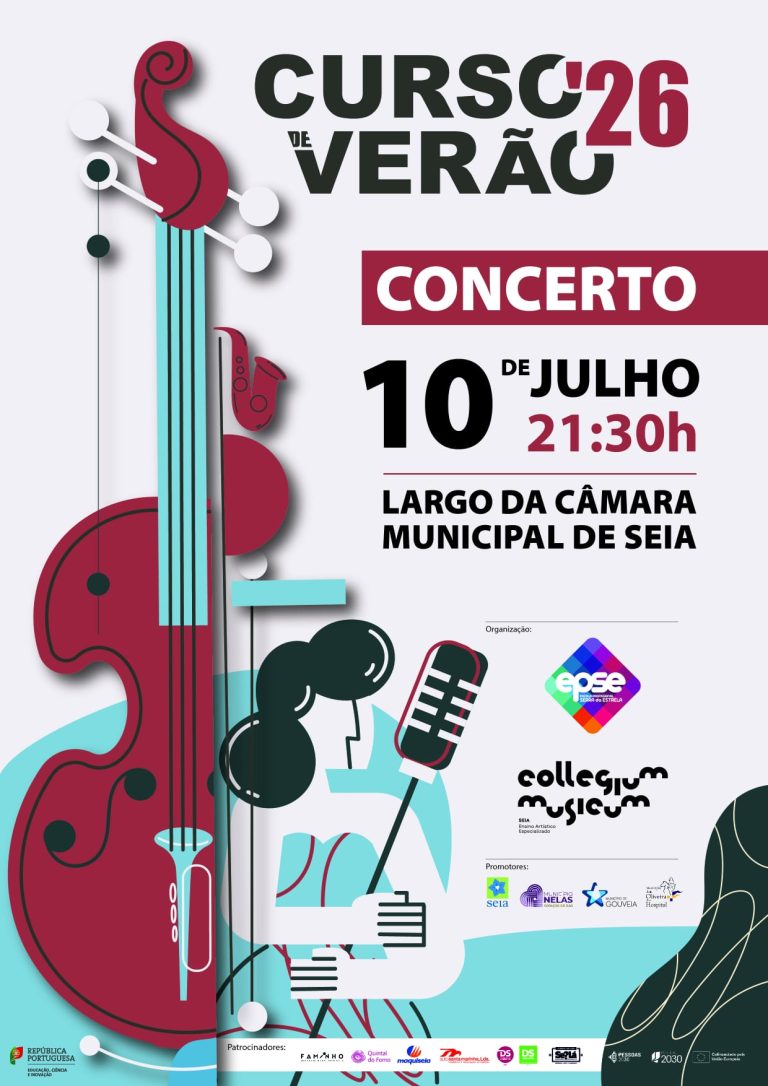 Concerto de encerramento do Curso de Verão’ 26, esta noite, às 21h30m, no Largo da Camara de Seia
