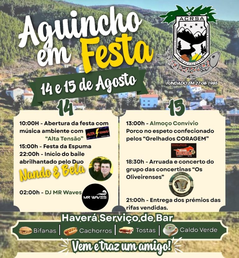 Aguincho vai estar em festa nos dias 14 e 15 de agosto