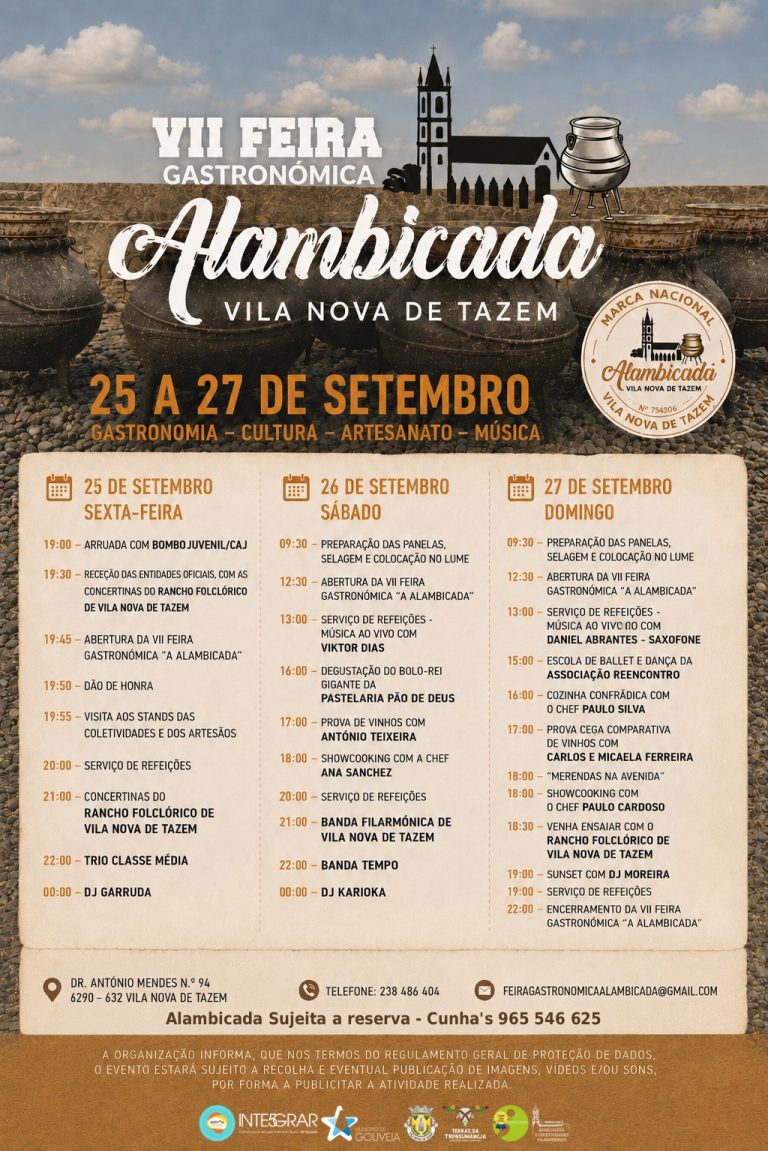 Vila Nova de Tazem celebra a VII edição da Feira Gastronómica “A Alambicada” em setembro