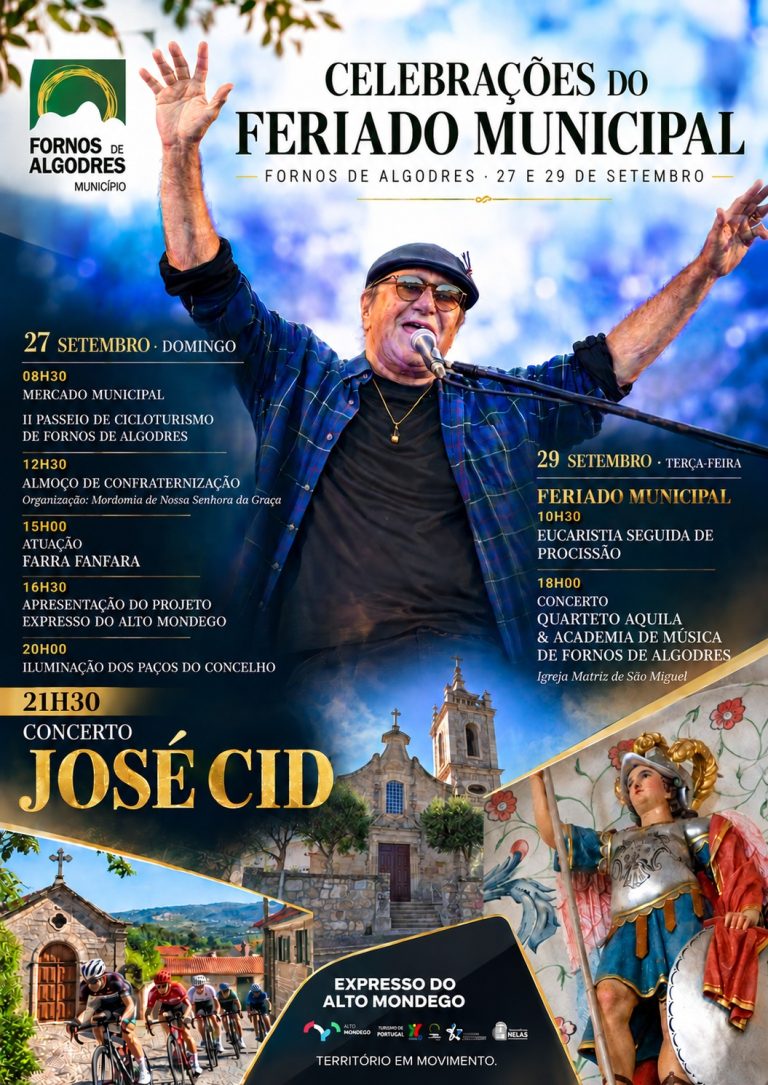 Fornos de Algodres assinala Feriado Municipal com apresentação do projeto “Expresso do Alto Mondego” e concerto de José Cid