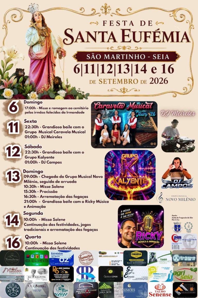 São Martinho celebra a tradicional Festa de Santa Eufémia de 6 a 16 de setembro