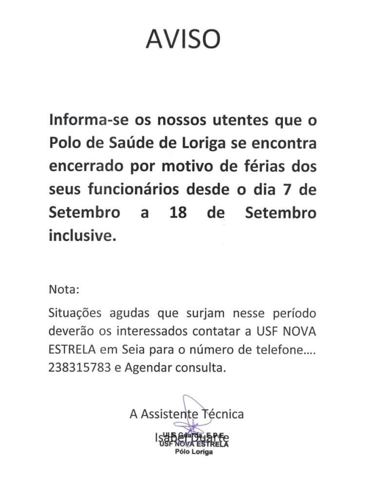Férias de profissionais da USF Nova Estrela levam ao encerramento temporário de algumas extensões de Saúde no concelho de Seia. Utentes relatam dificuldades, USF reafirma resposta na sede