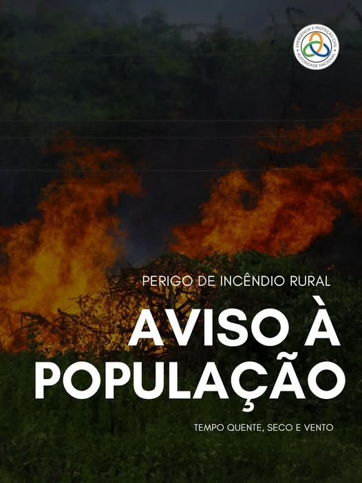 Proteção Civil alerta para perigo máximo de incêndios rurais devido ao calor extremo e vento forte